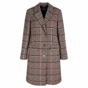 J. Crew Wool Blend Single Breasted Topcoat Cabernet Plaid Size 6